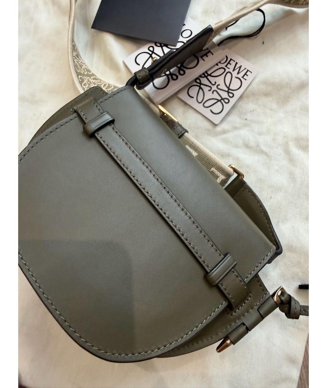 LOEWE Хаки кожаная сумка через плечо, фото 3