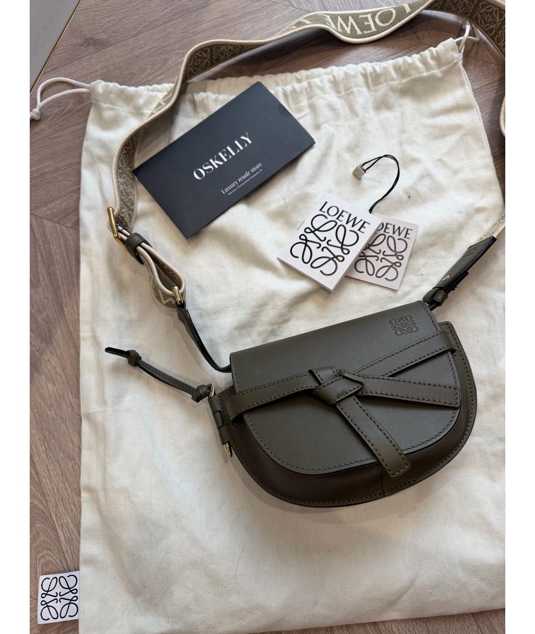 LOEWE Хаки кожаная сумка через плечо, фото 8