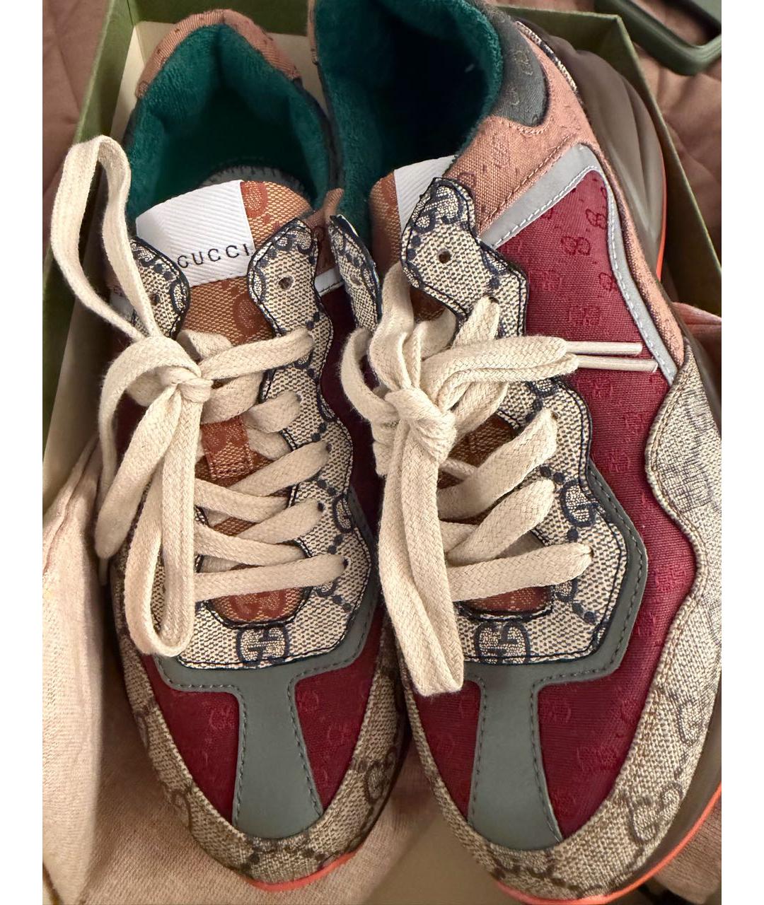 GUCCI Бежевые текстильные кроссовки, фото 3