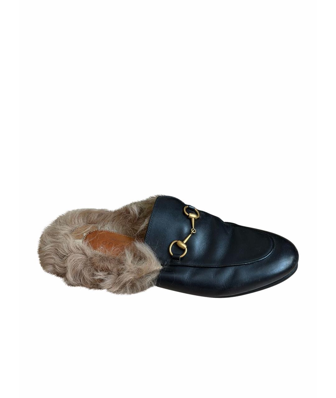 GUCCI Черные кожаные сабо, фото 1