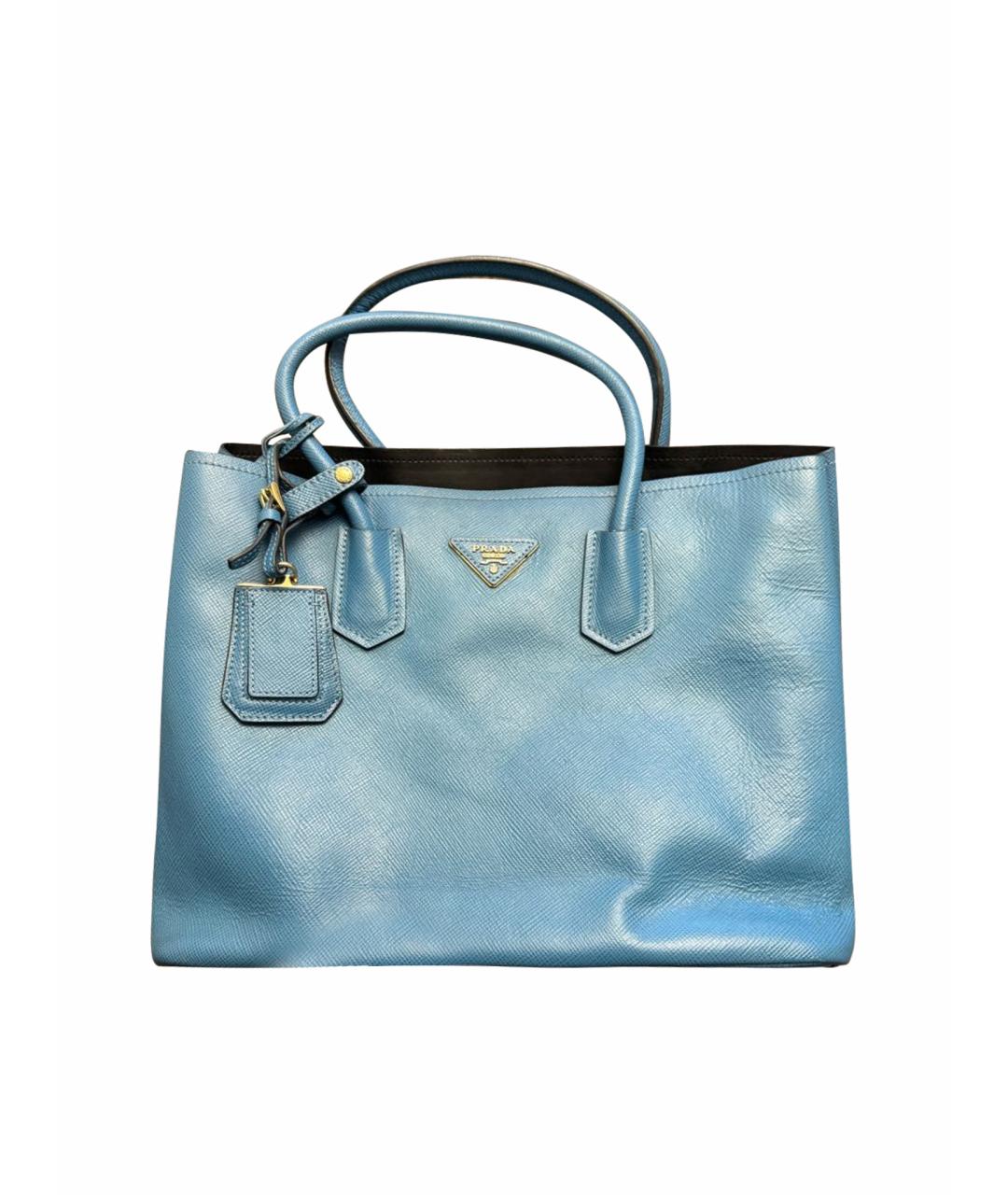 PRADA Голубая сумка с короткими ручками из искусственной кожи, фото 1