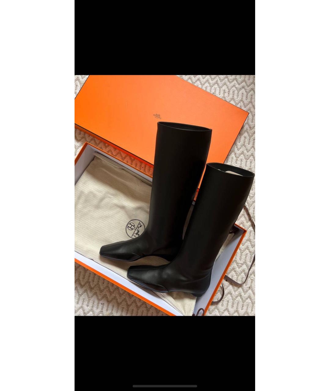 HERMES Черные кожаные сапоги, фото 8
