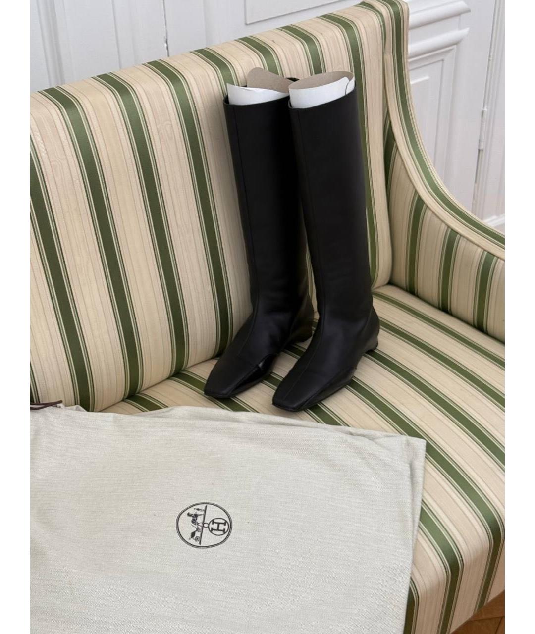 HERMES Черные кожаные сапоги, фото 6