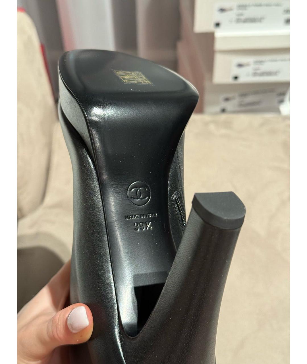 CHANEL Черные кожаные сапоги, фото 7