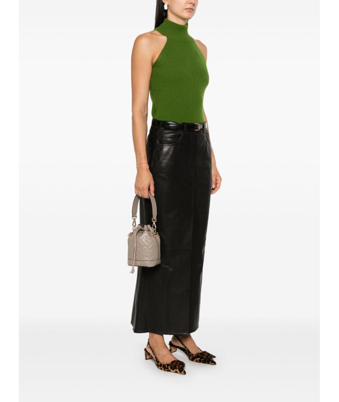 FENDI Бежевая кожаная сумка с короткими ручками, фото 2