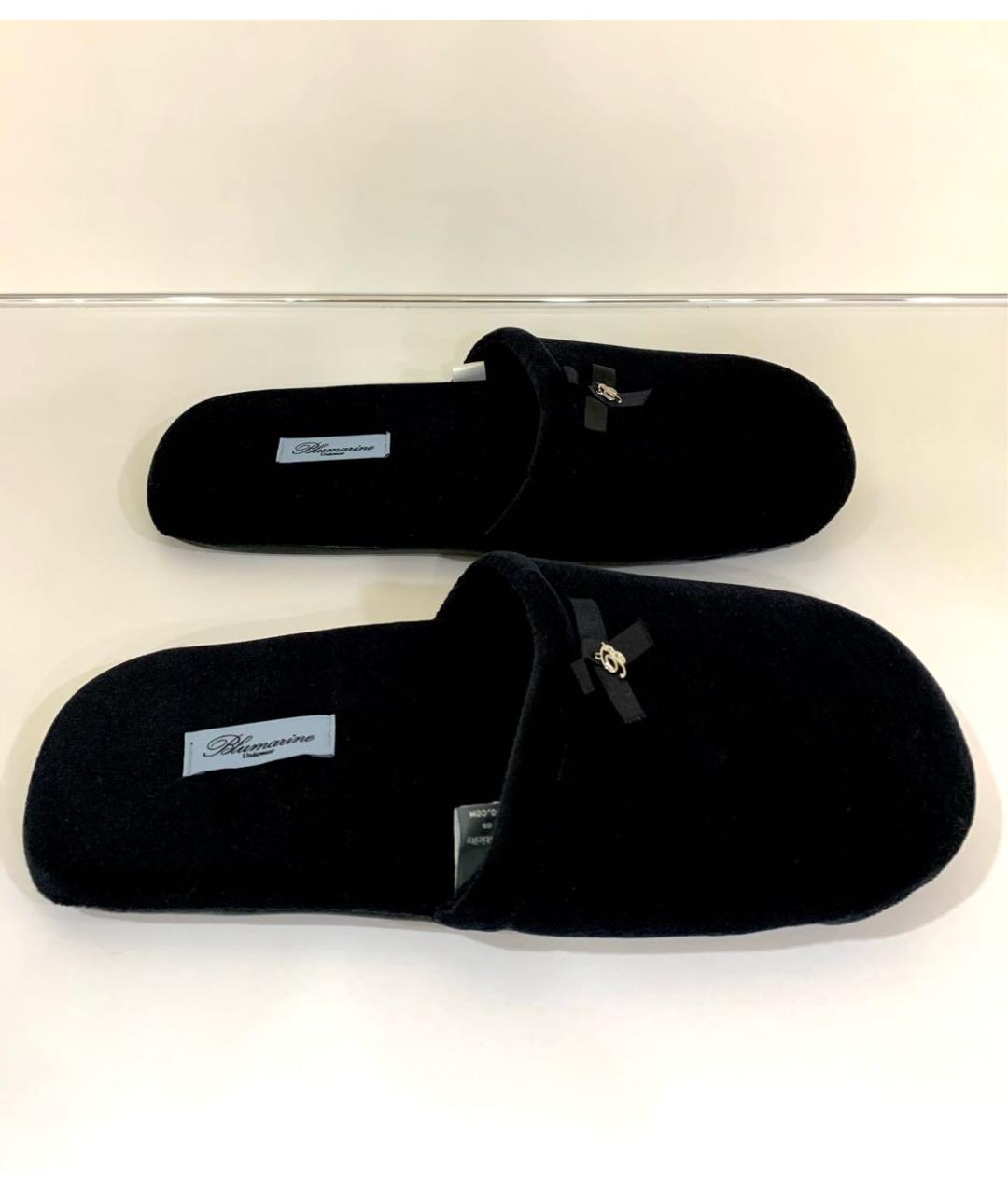 BLUMARINE Черные бархатные шлепанцы, фото 6