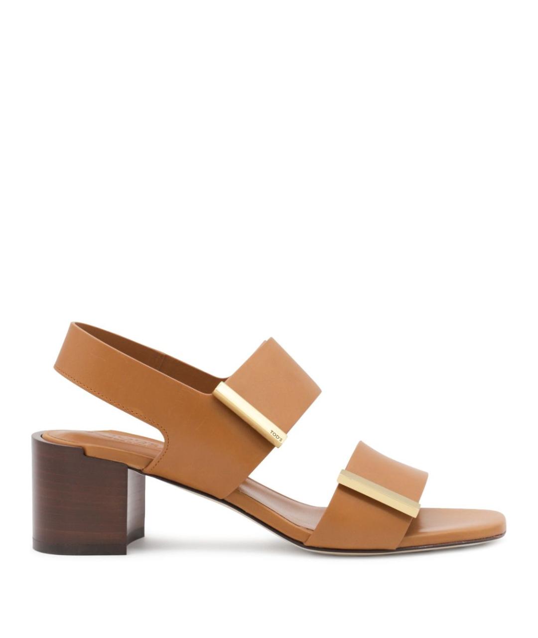 TOD'S Коричневые кожаные босоножки, фото 1