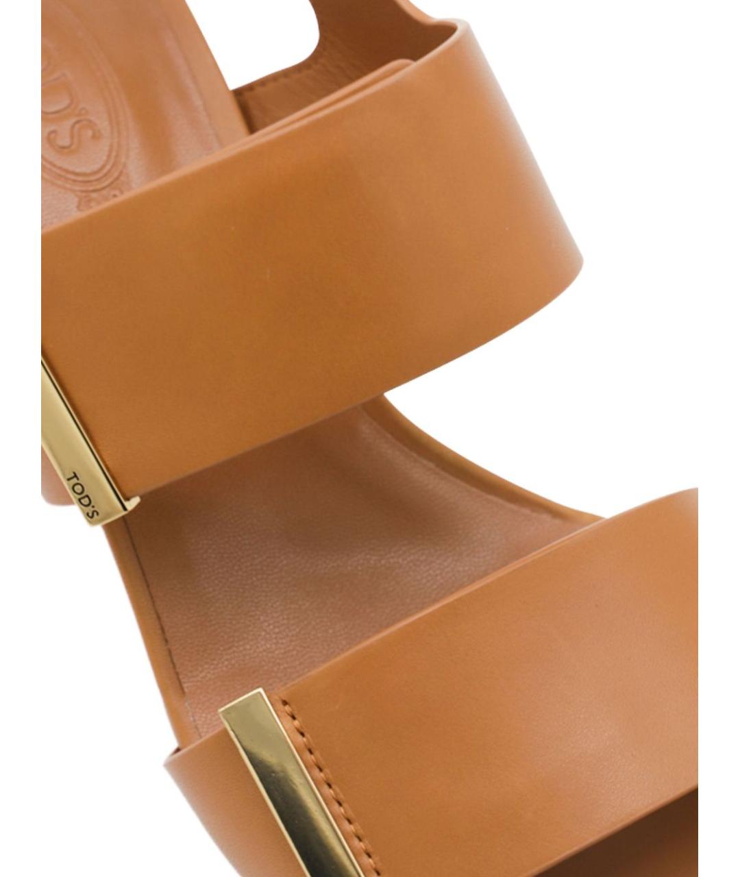 TOD'S Коричневые кожаные босоножки, фото 4