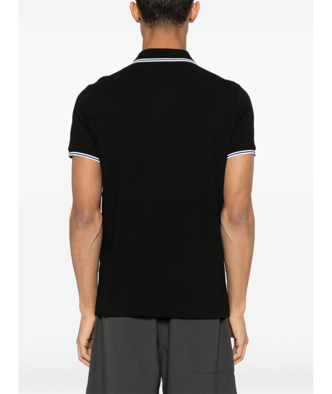 MONCLER Черное хлопковое поло с коротким рукавом, фото 2