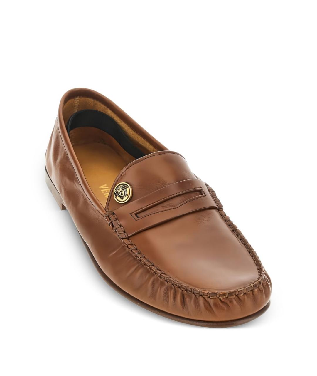 VERSACE Коричневые кожаные мокасины, фото 2