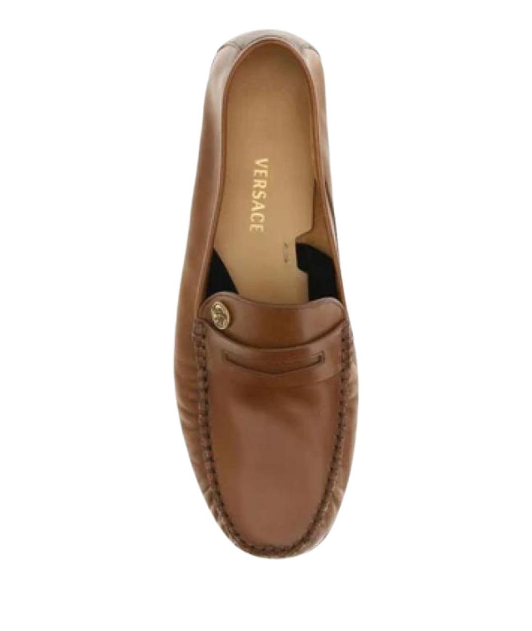 VERSACE Коричневые кожаные мокасины, фото 3