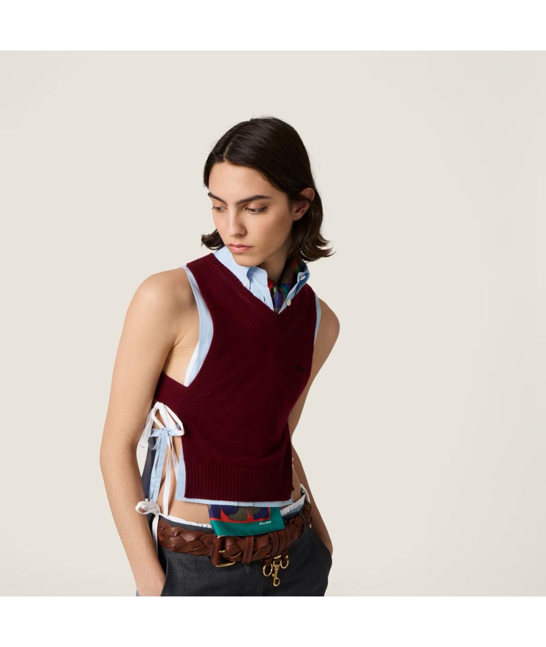 MIU MIU Бордовая кашемировая майка, фото 4