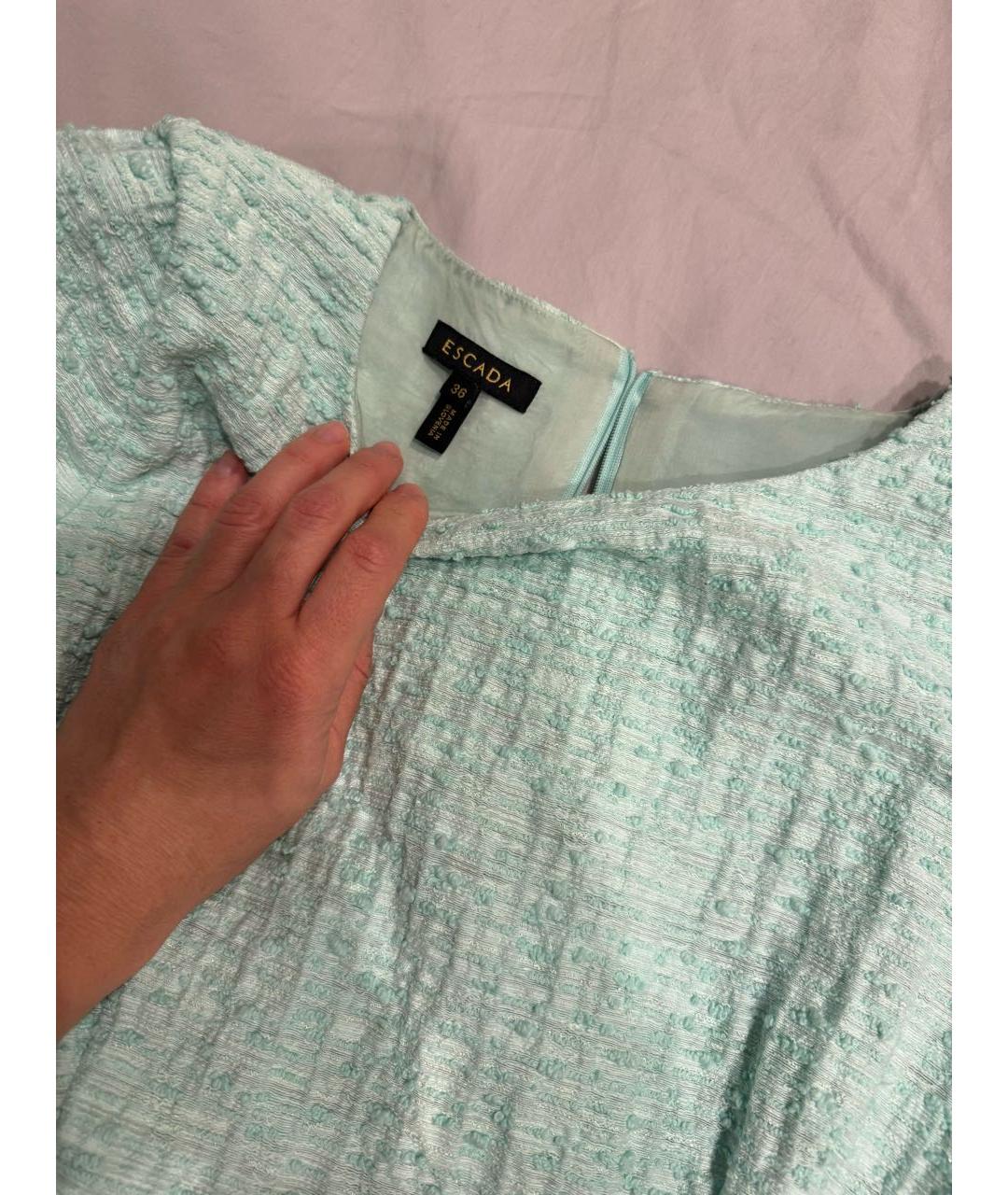 ESCADA Бирюзовое твидовое повседневное платье, фото 3