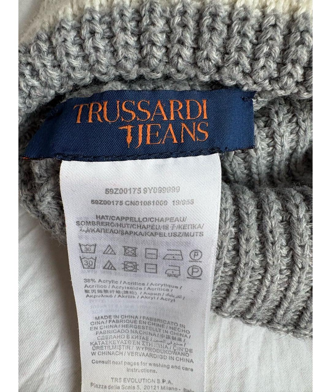 TRUSSARDI JEANS Серая шапка, фото 2