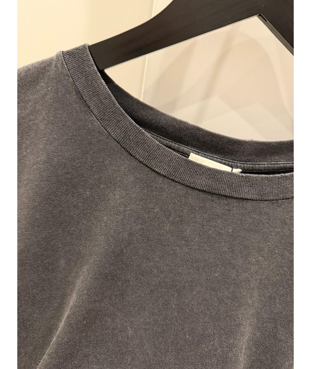 SAINT LAURENT Антрацитовая хлопковая футболка, фото 4