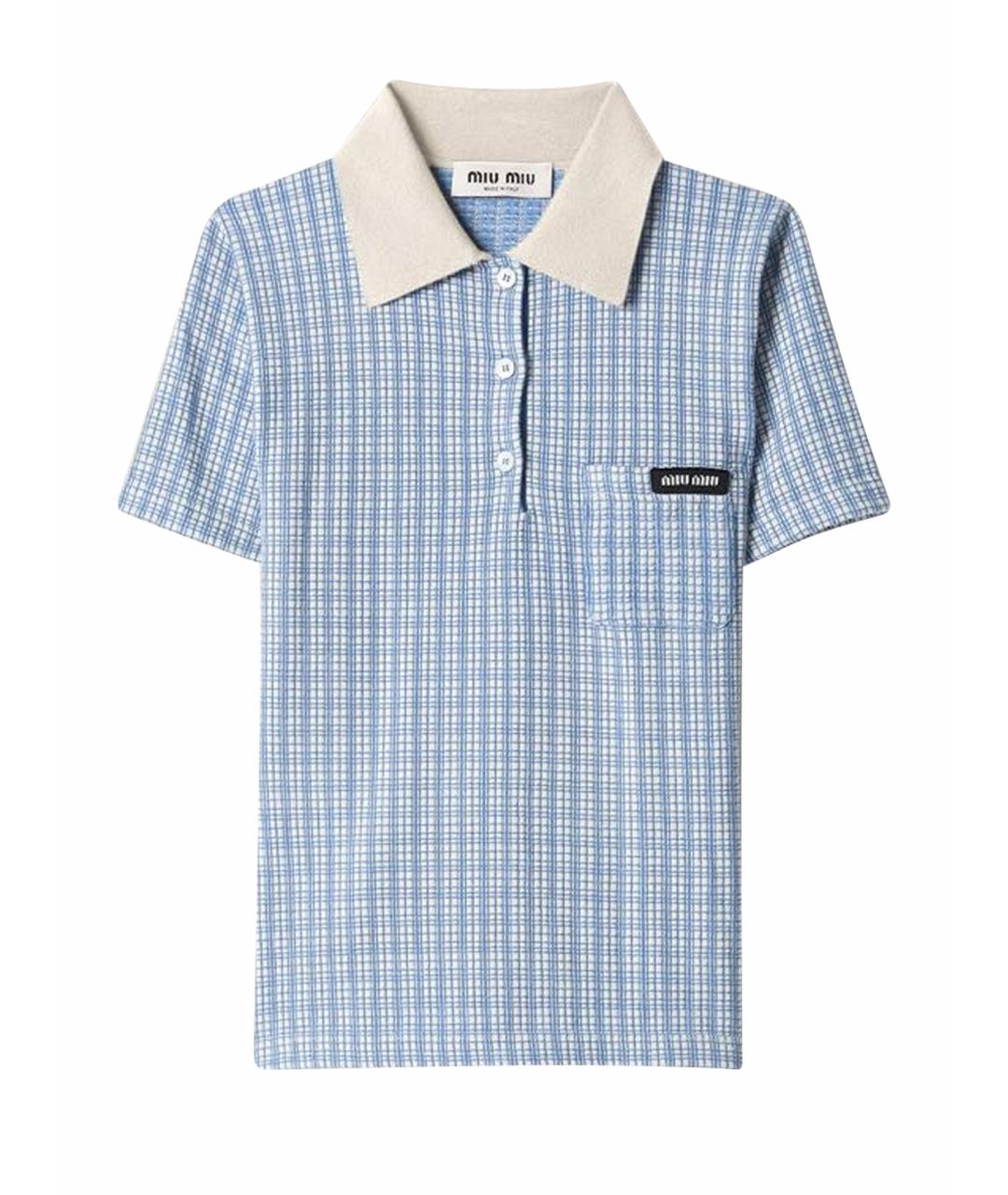 MIU MIU Голубая кашемировая футболка, фото 1