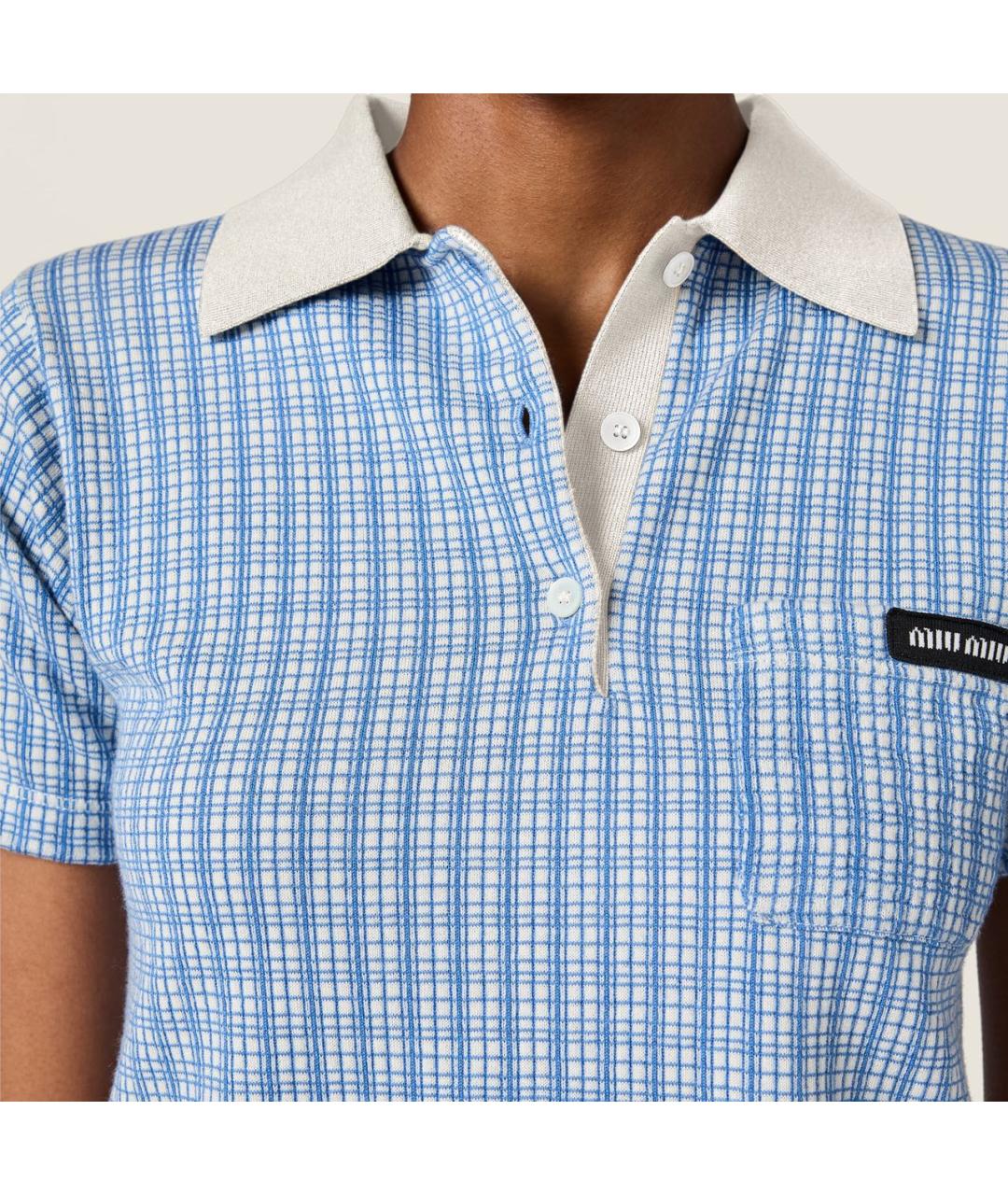 MIU MIU Голубая кашемировая футболка, фото 4