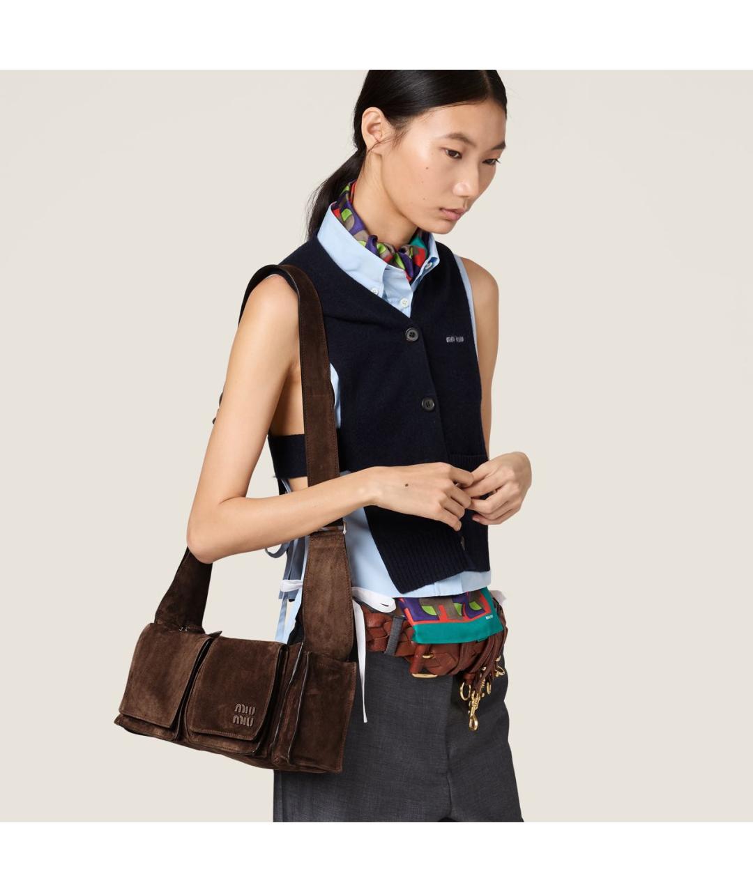 MIU MIU Коричневая кожаная сумка через плечо, фото 2