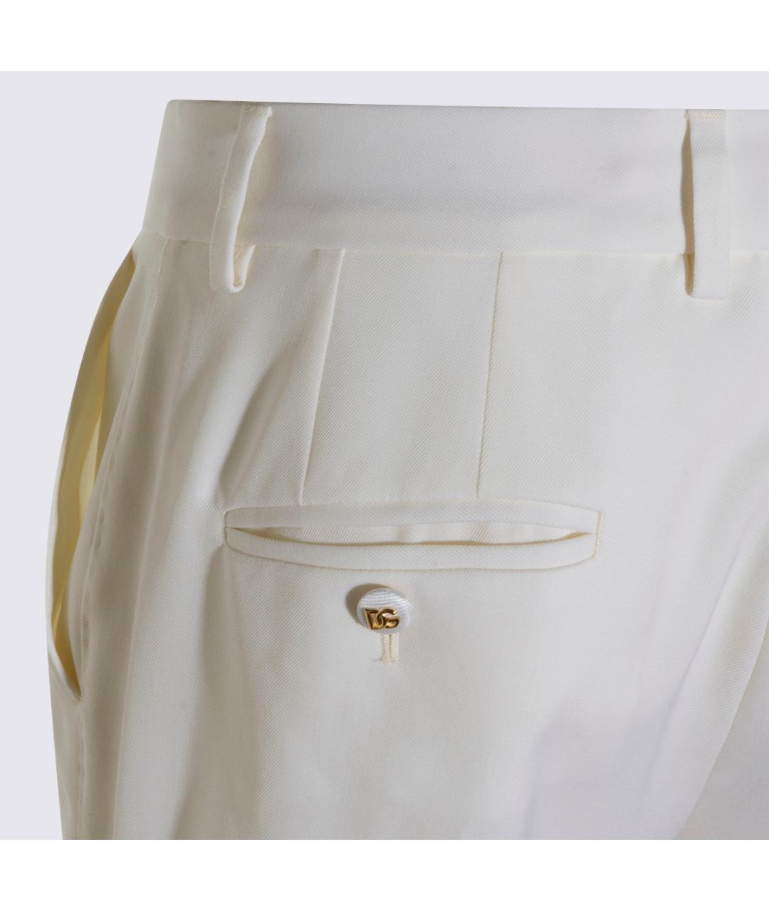 DOLCE&GABBANA Белые шерстяные прямые брюки, фото 4