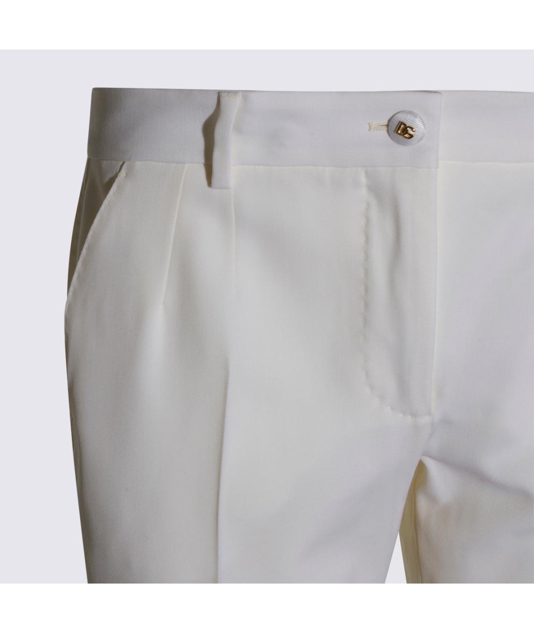 DOLCE&GABBANA Белые шерстяные прямые брюки, фото 3
