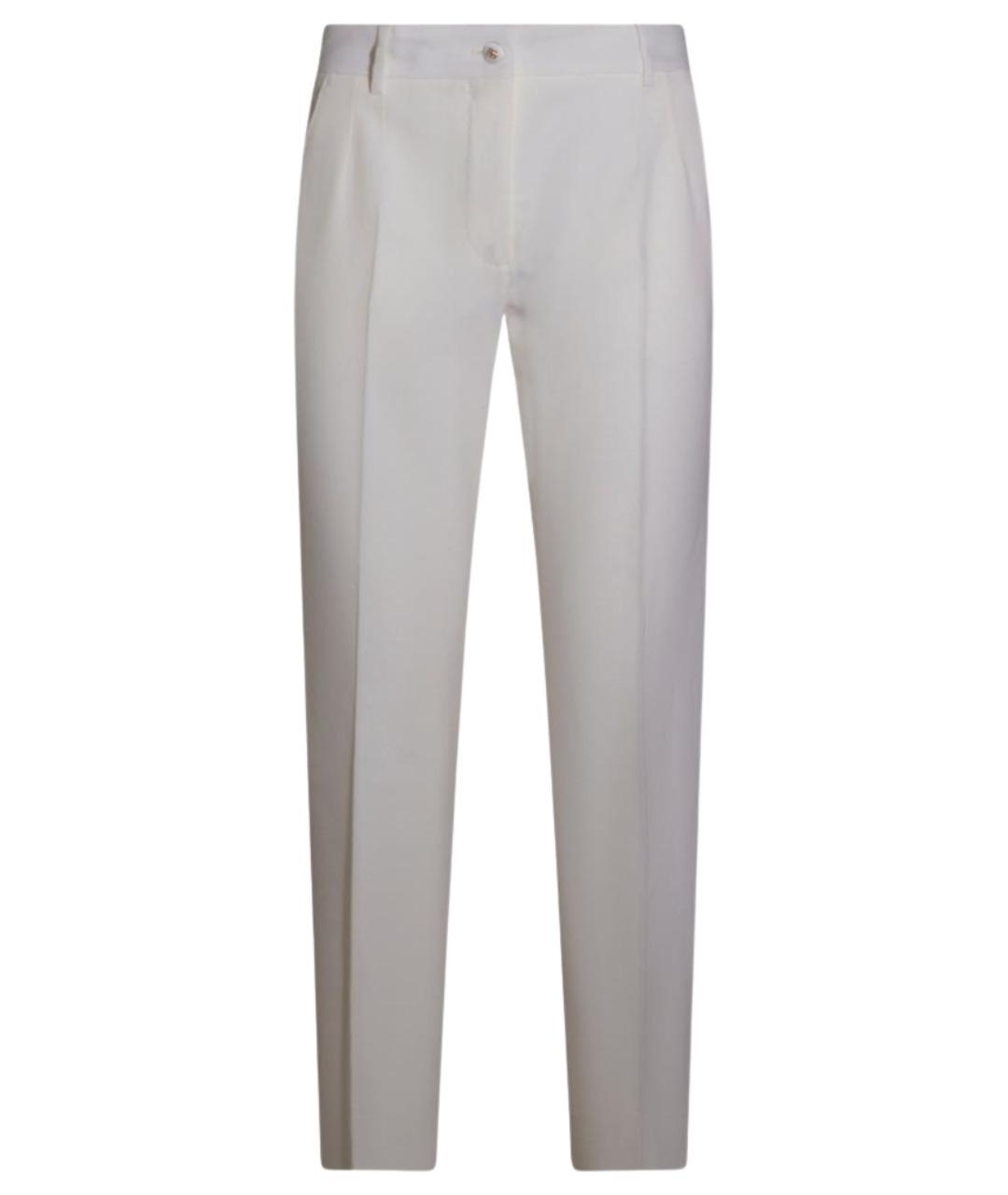DOLCE&GABBANA Белые шерстяные прямые брюки, фото 1