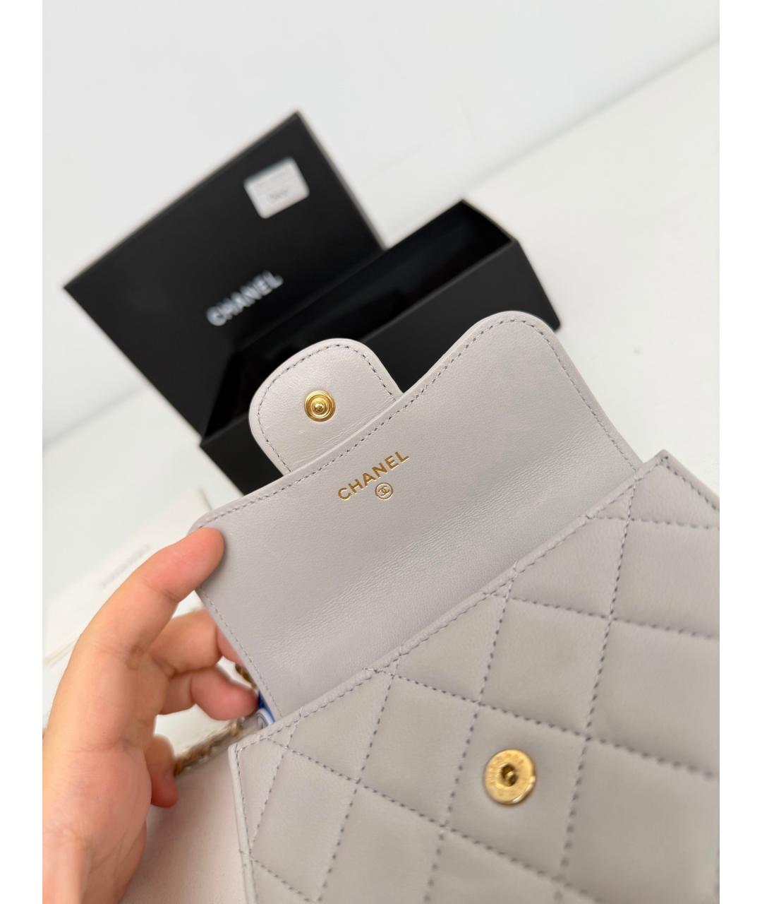 CHANEL Серая кожаная сумка через плечо, фото 7