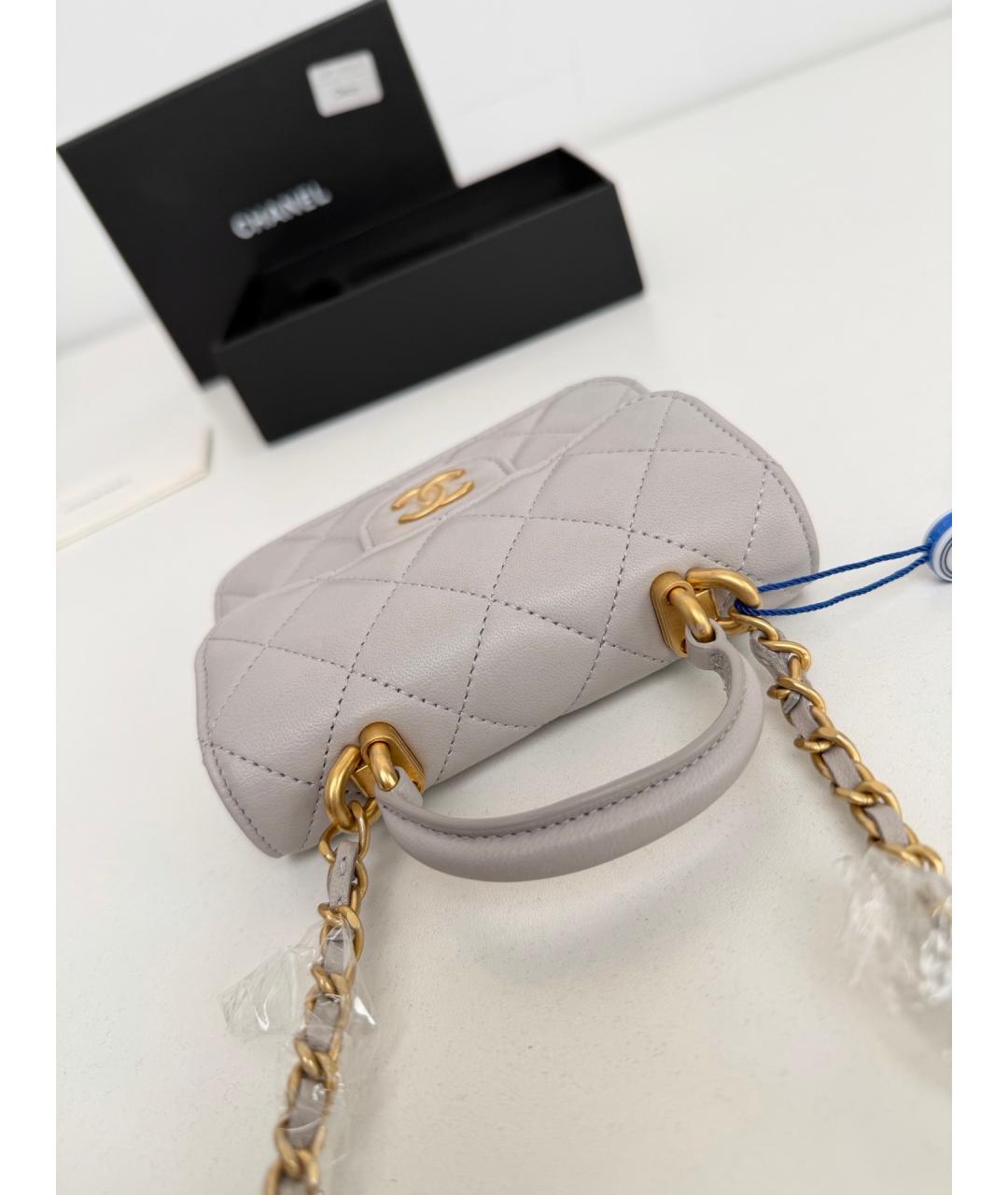 CHANEL Серая кожаная сумка через плечо, фото 6