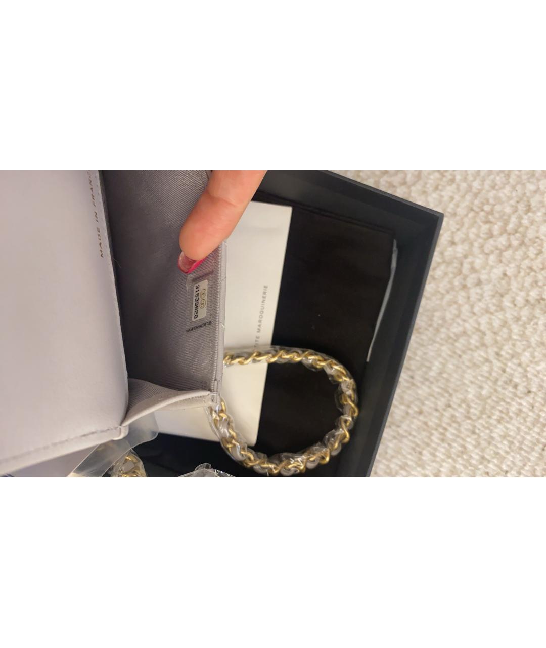 CHANEL Серая кожаная сумка через плечо, фото 9