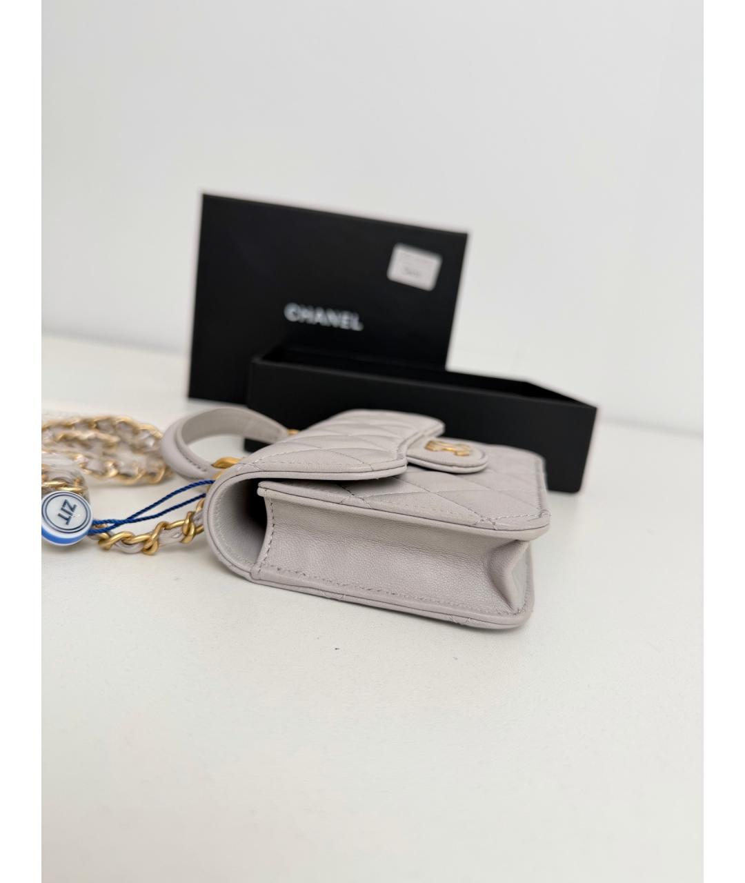 CHANEL Серая кожаная сумка через плечо, фото 3