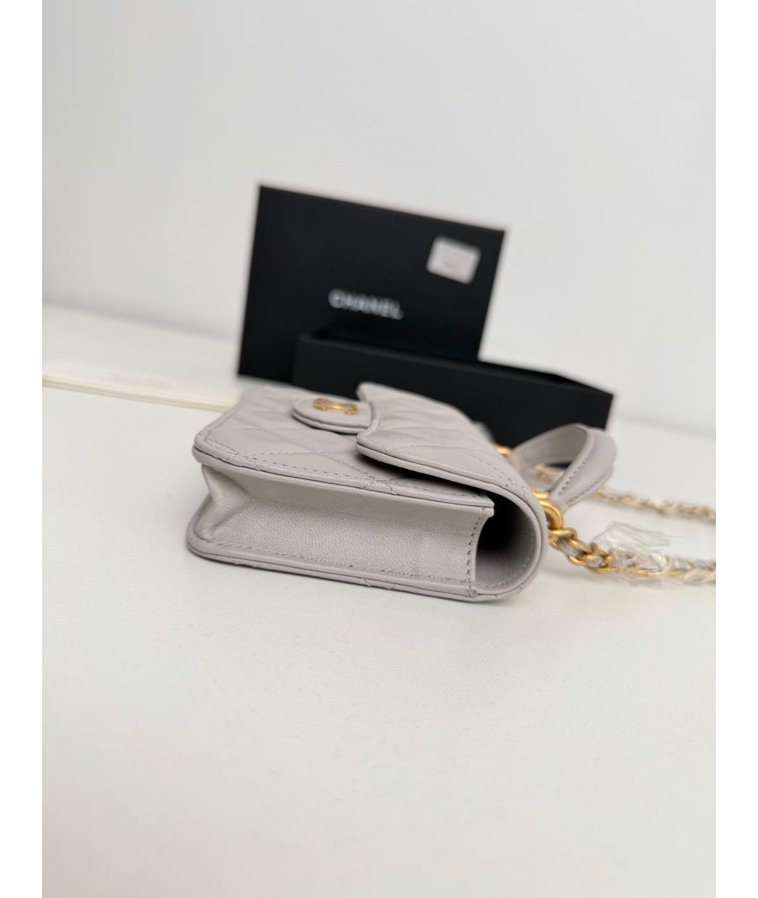 CHANEL Серая кожаная сумка через плечо, фото 5