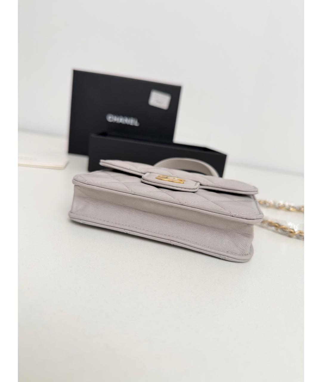 CHANEL Серая кожаная сумка через плечо, фото 4