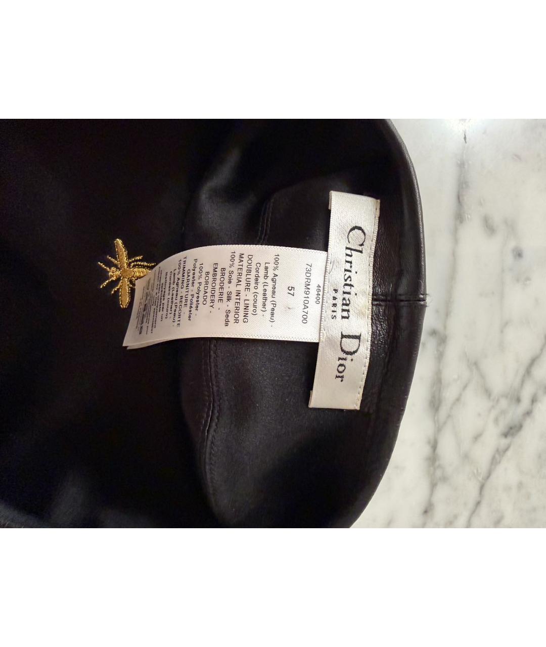 CHRISTIAN DIOR Черная кожаная шляпа, фото 3