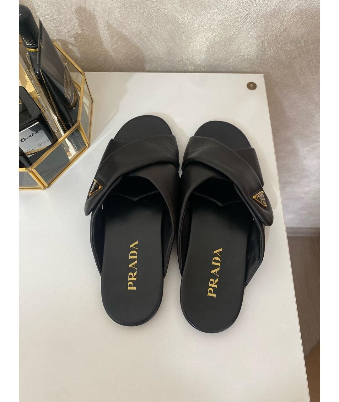 PRADA Черные кожаные сабо, фото 3