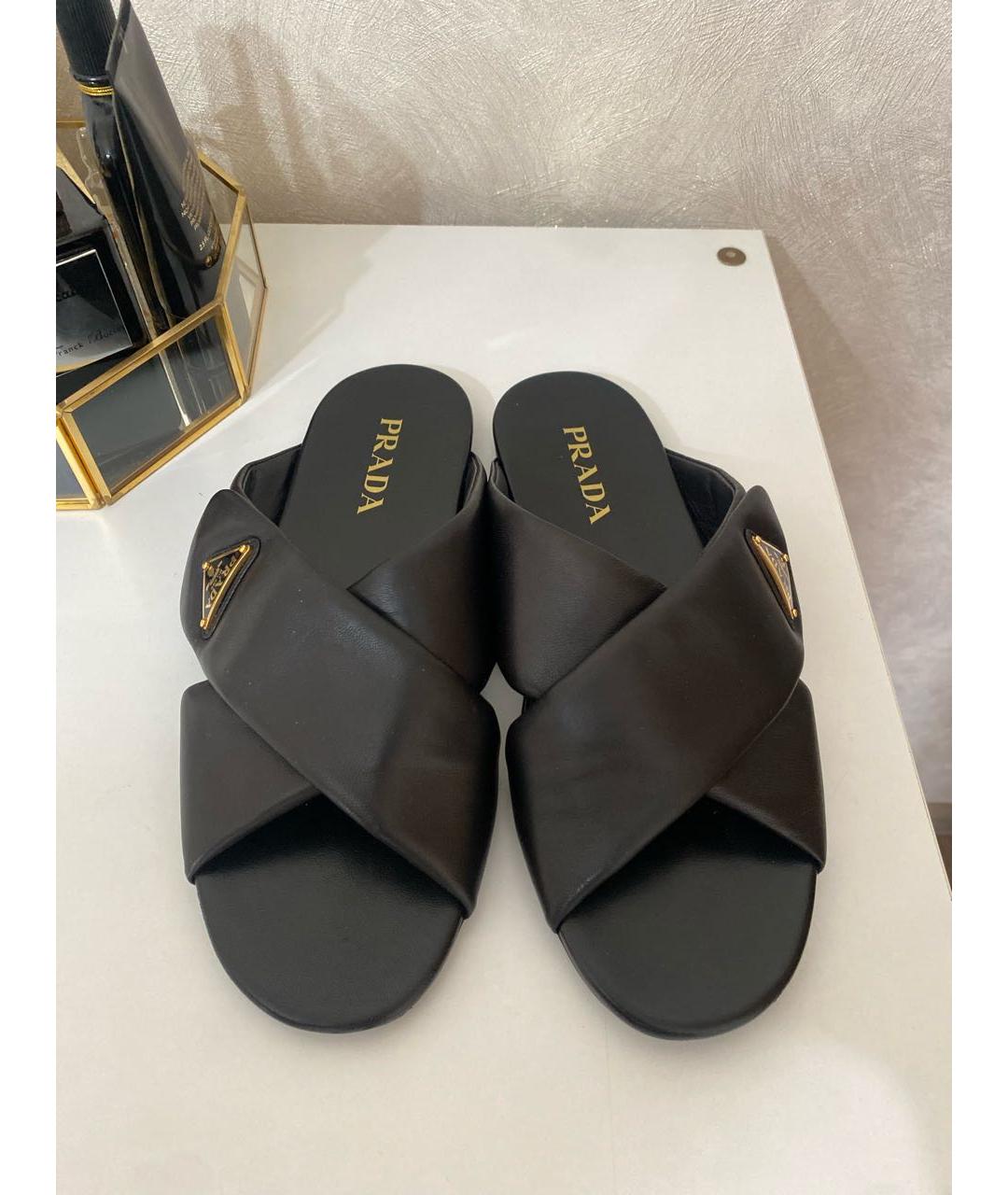 PRADA Черные кожаные сабо, фото 4