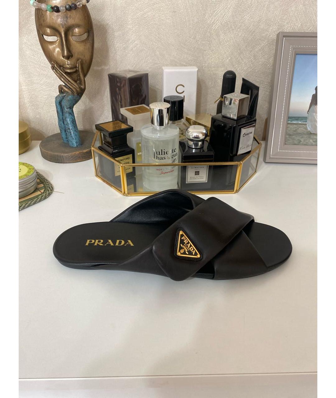 PRADA Черные кожаные сабо, фото 5