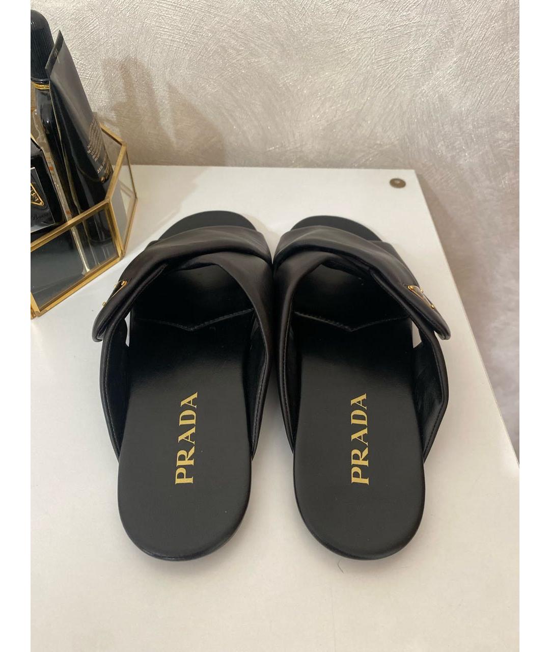 PRADA Черные кожаные сабо, фото 2