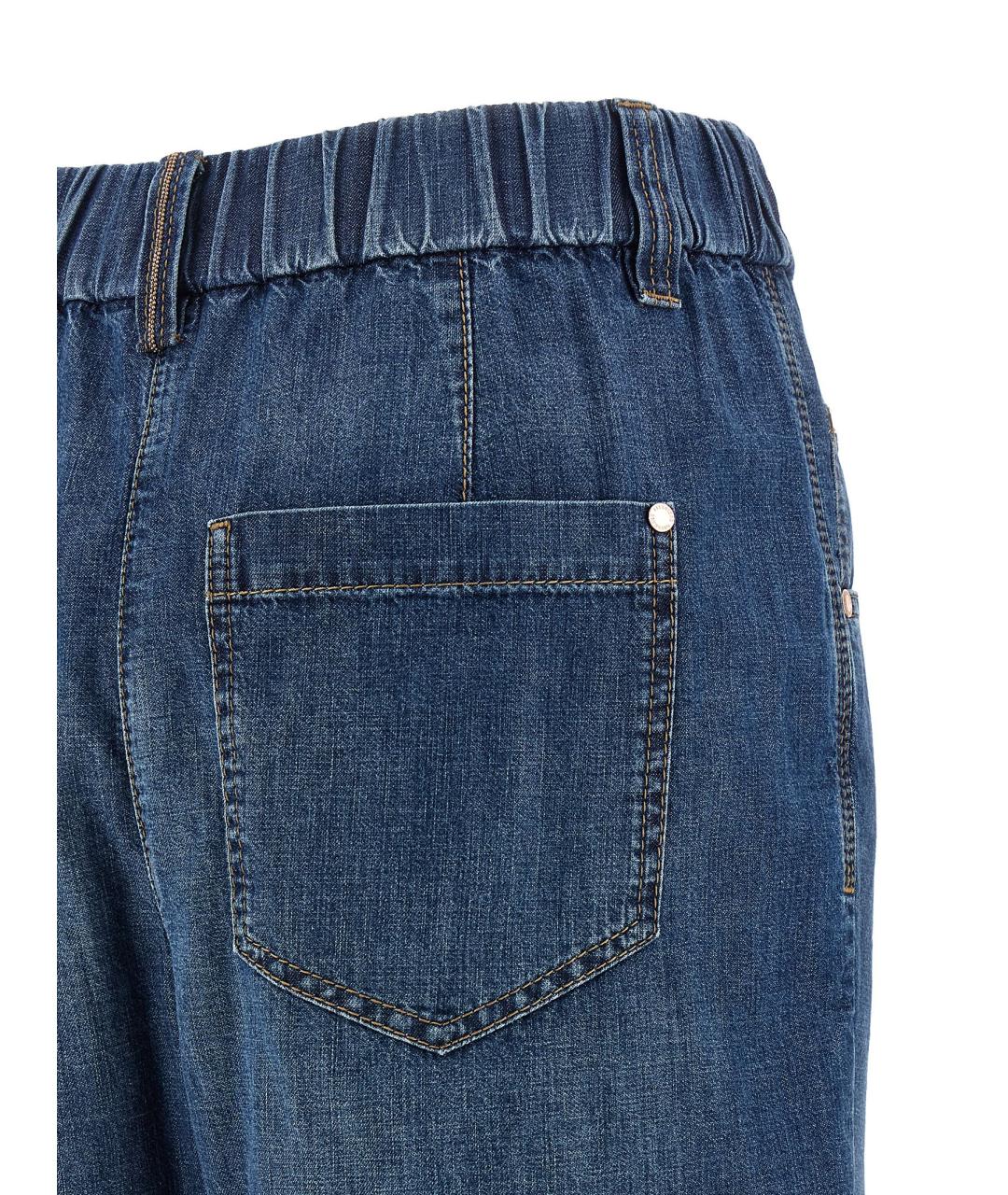 BRUNELLO CUCINELLI Синие хлопковые прямые джинсы, фото 4