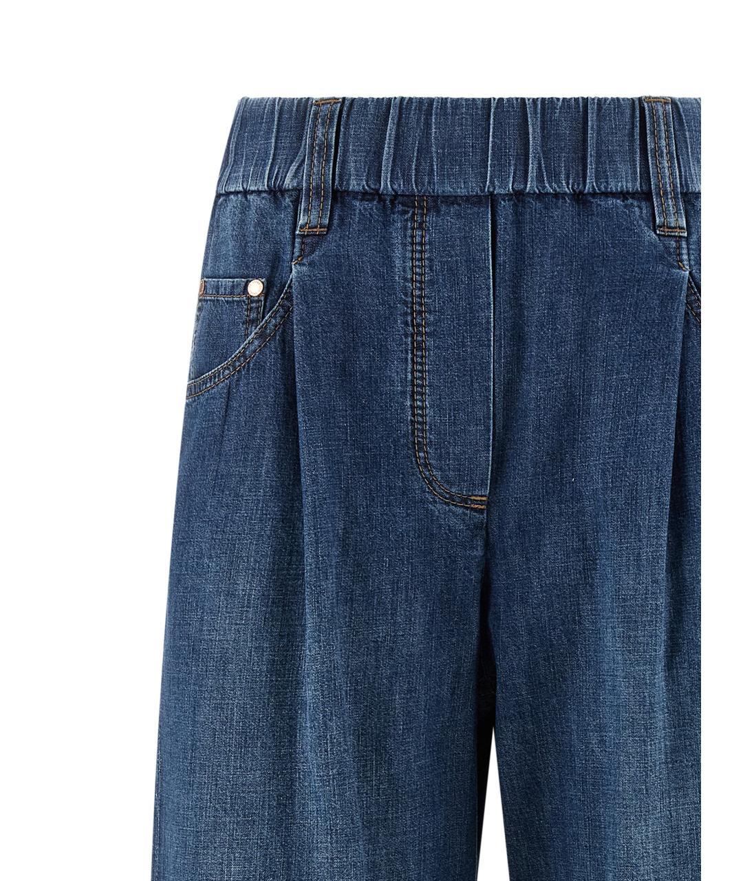 BRUNELLO CUCINELLI Синие хлопковые прямые джинсы, фото 3