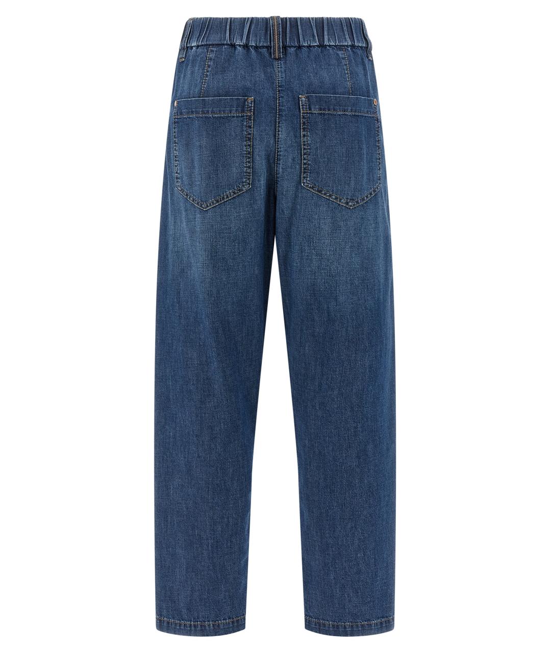 BRUNELLO CUCINELLI Синие хлопковые прямые джинсы, фото 2