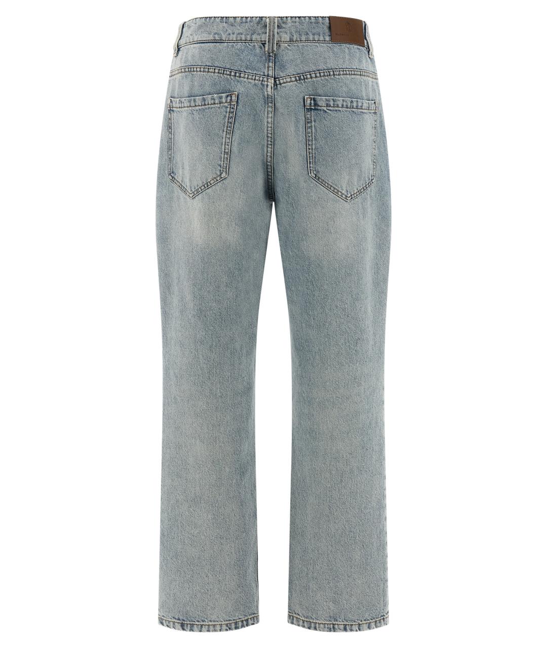 BRUNELLO CUCINELLI Голубые хлопковые прямые джинсы, фото 2