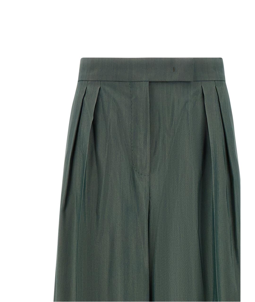 MAX MARA Зеленые шерстяные брюки широкие, фото 3