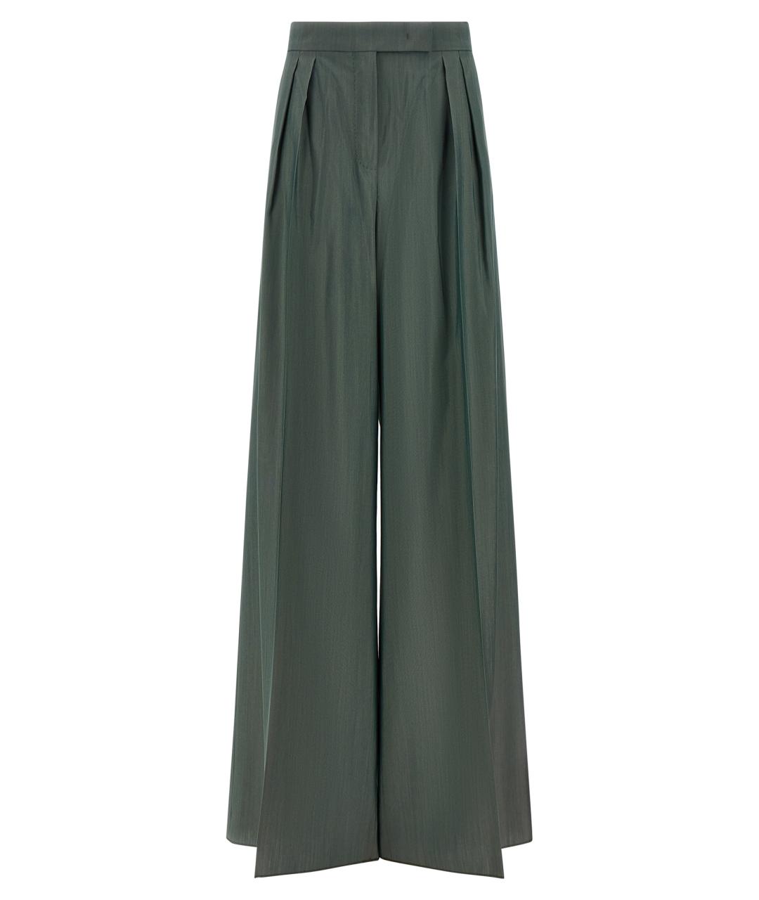 MAX MARA Зеленые шерстяные брюки широкие, фото 1