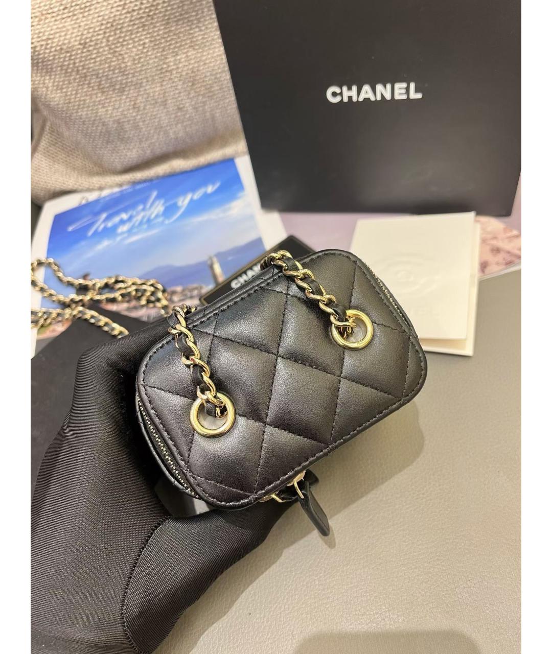 CHANEL Черная кожаная сумка через плечо, фото 6