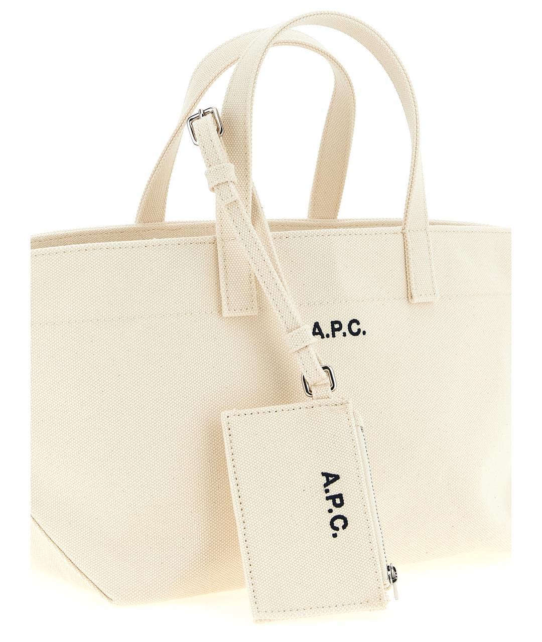 A.P.C. Бежевая хлопковая сумка тоут, фото 3