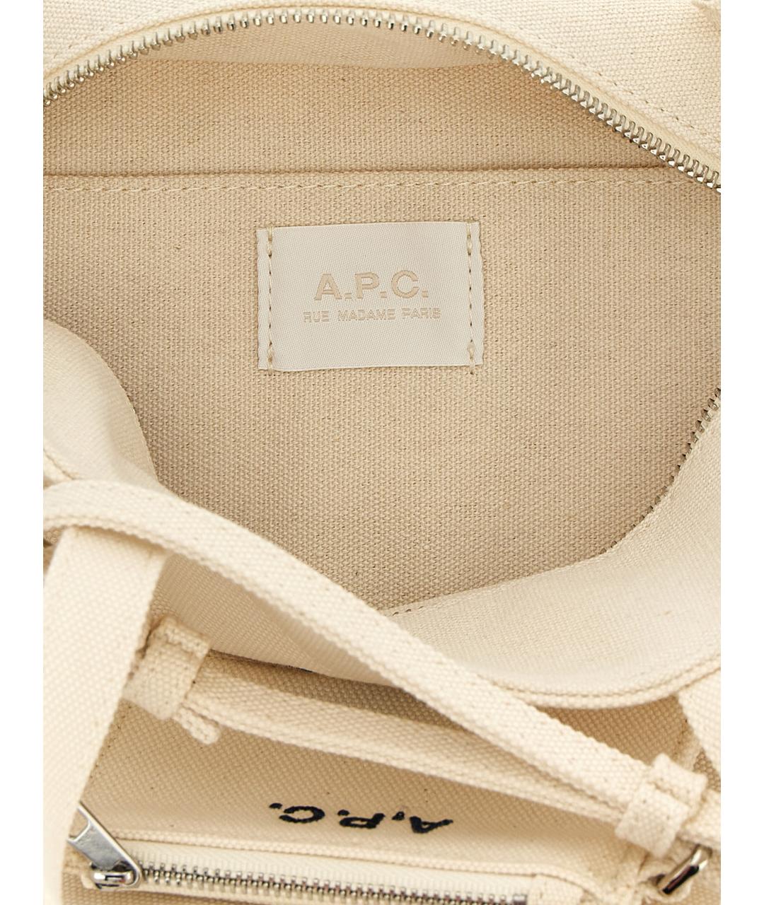 A.P.C. Бежевая хлопковая сумка тоут, фото 4