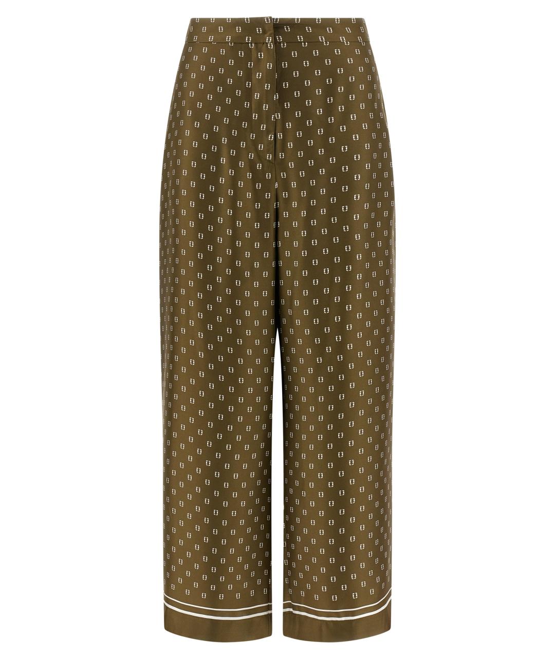 MAX MARA STUDIO Зеленые шелковые прямые брюки, фото 1