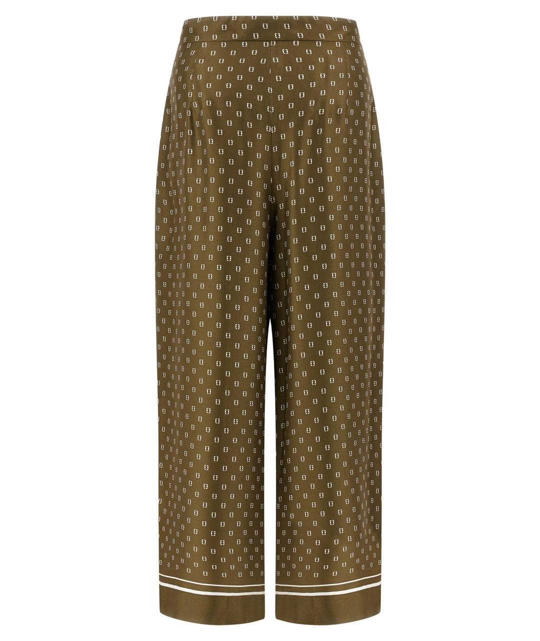 MAX MARA STUDIO Зеленые шелковые прямые брюки, фото 2