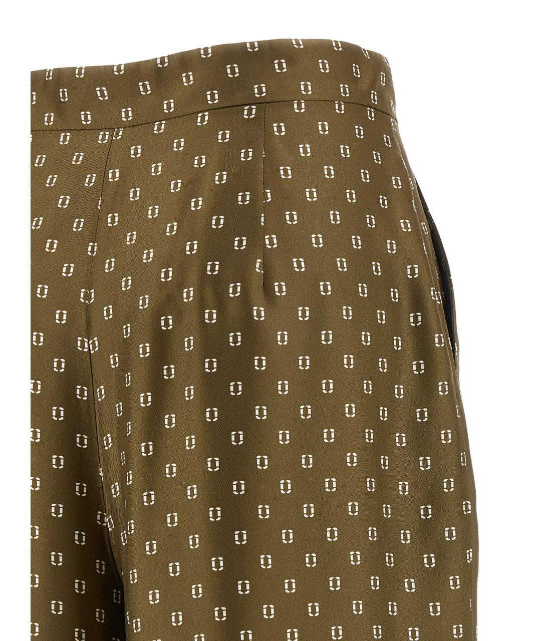 MAX MARA STUDIO Зеленые шелковые прямые брюки, фото 4
