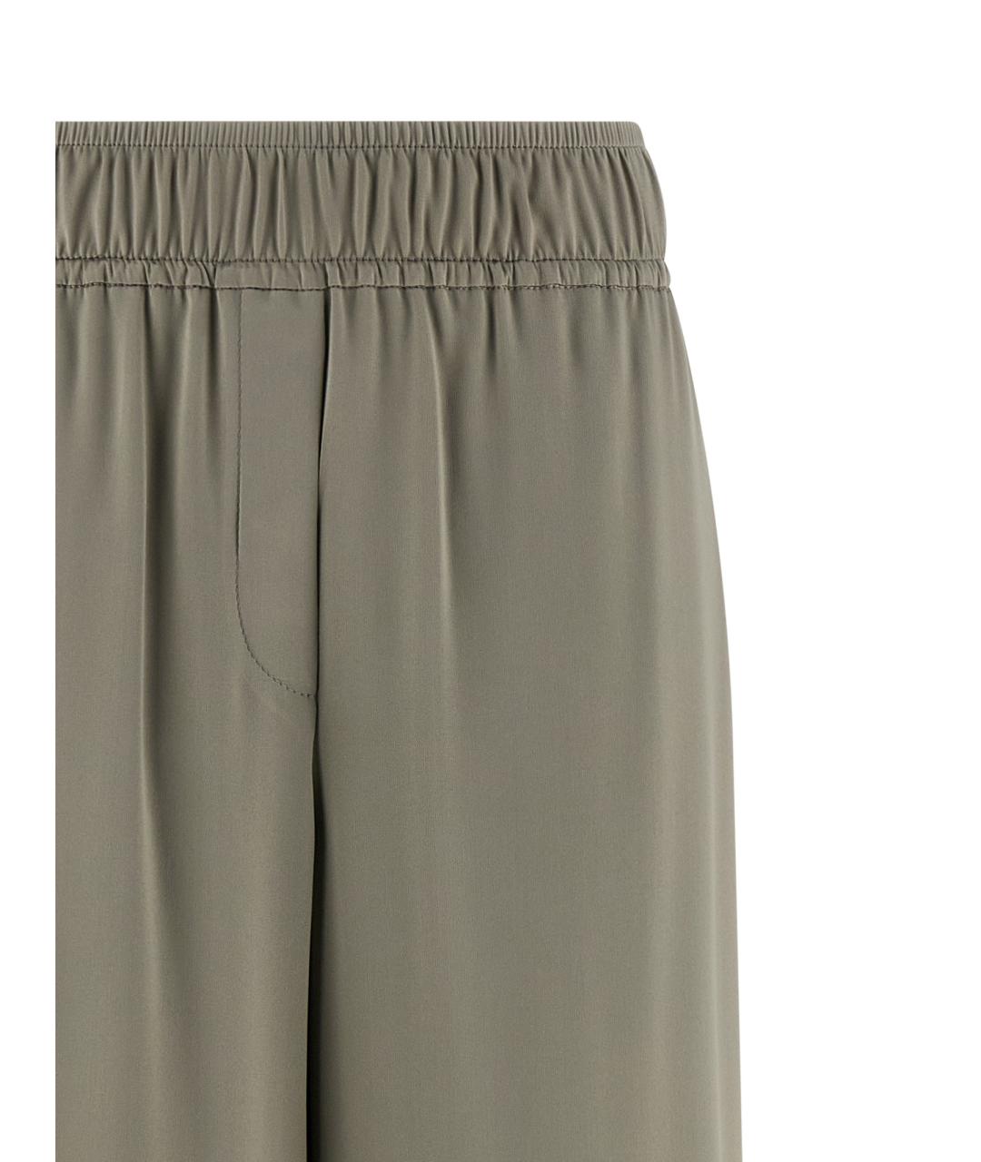 BRUNELLO CUCINELLI Бежевые шелковые прямые брюки, фото 3