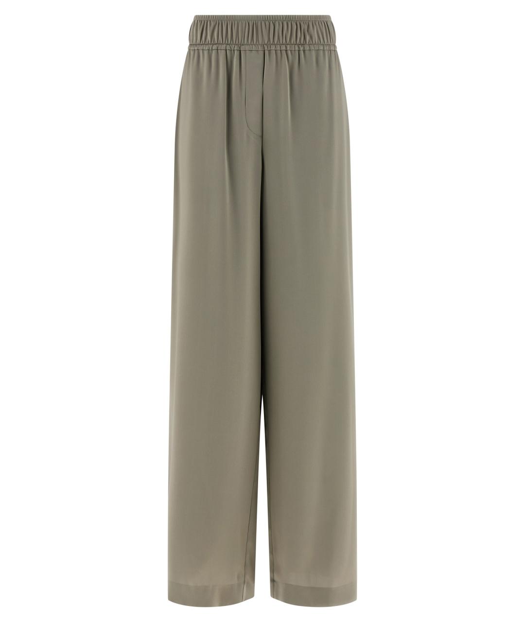 BRUNELLO CUCINELLI Бежевые шелковые прямые брюки, фото 1